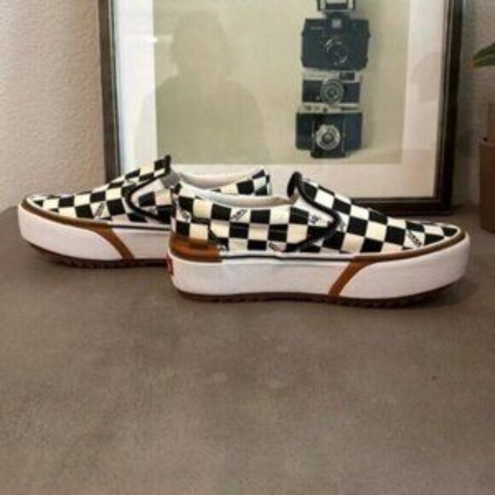 Vans Stacked Checkerboard Canvas Slip-On Shoes - image 2